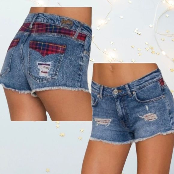 Tommy Hilfiger Gigi Hadid Destroyed Denim Shorts Blue In Lexi Size 29